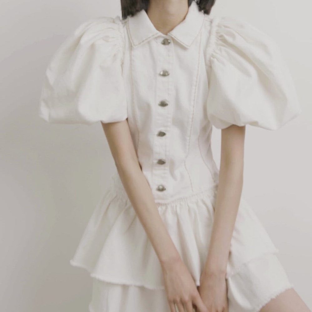 AJE Reclaim Denim Mini Dress Ivory • Size 10 • RRP $395 - Picture 6 of 16